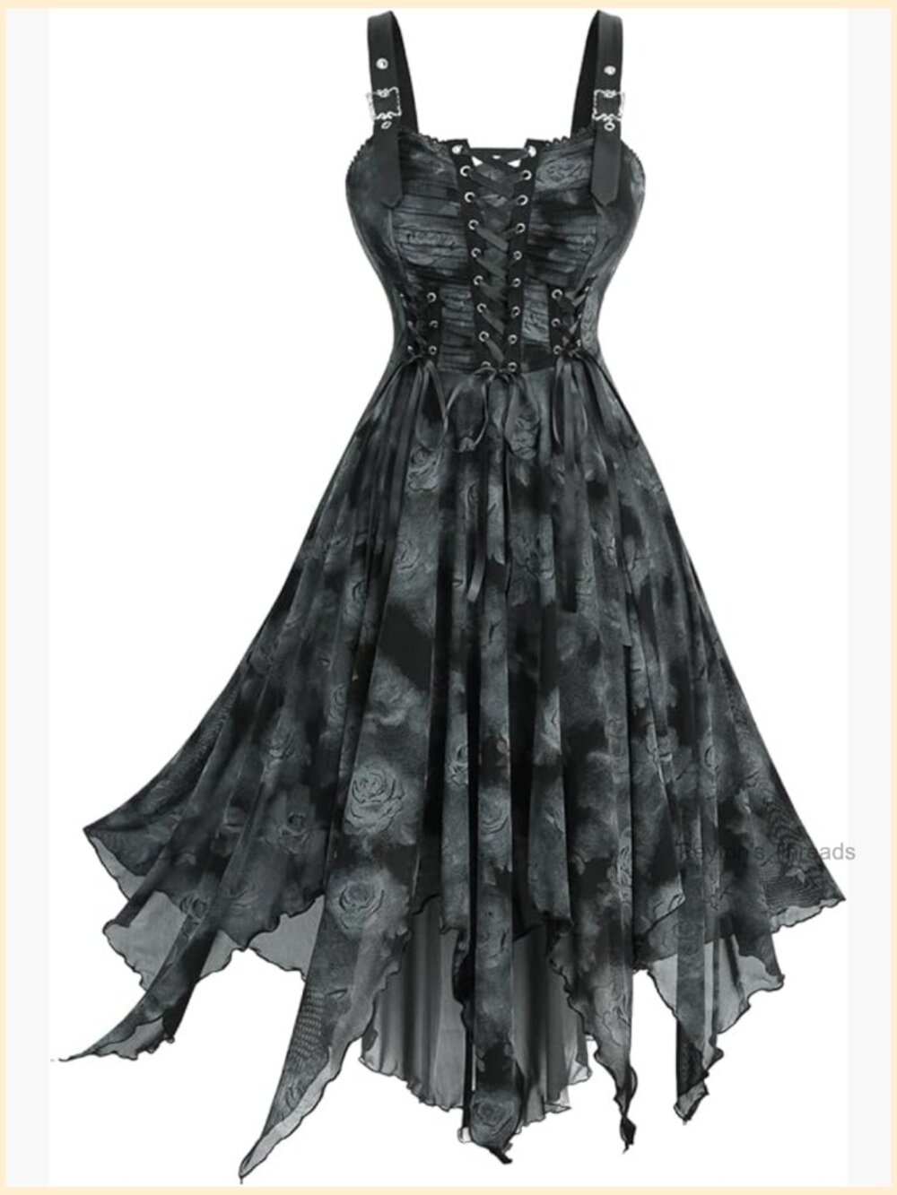 Plus Size Halloween Costume Tie Dye Rose Print Lace-up Buckled Straps - Picture 1 of 5